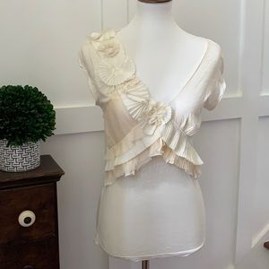 Anthropologie beautiful delicate cream top, small